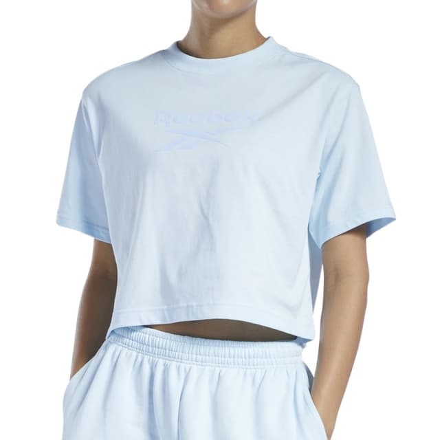 Футболка мужская Reebok Cl Pf Big Logo Crop голубая HB8652