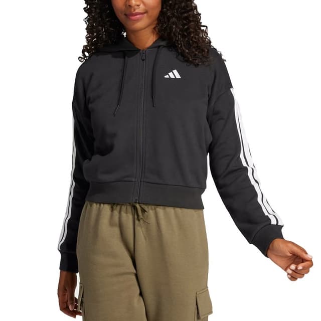 Толстовка женская Adidas W 3S FT FZ HD черная JE0052