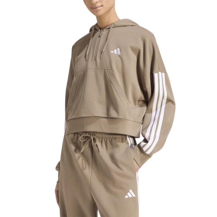 Толстовка женская Adidas W 3S FT QZ HD бежевая KF8315