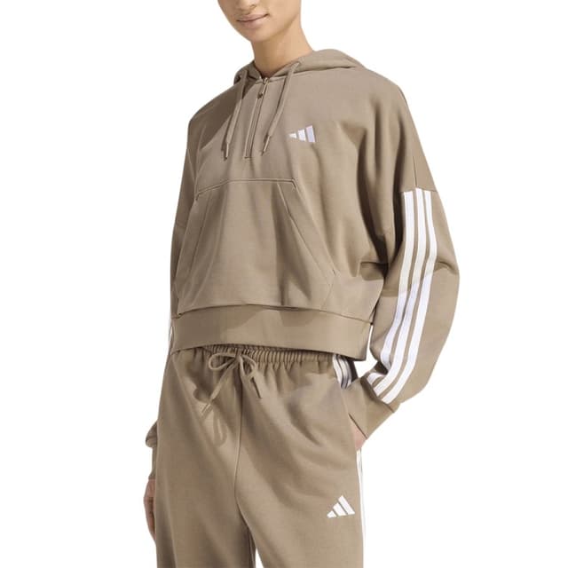 Толстовка женская Adidas W 3S FT QZ HD бежевая KF8315