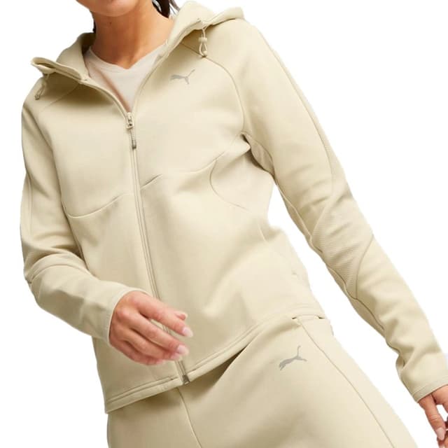 Толстовка женская Puma EVOSTRIPE Full-Zip Hoodie бежевая 67308588