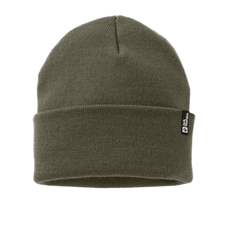 Шапка унисекс Jack Wolfskin RIB BEANIE зеленая 1903892-4341