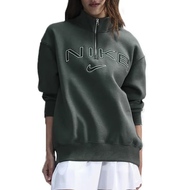Толстовка женская Nike W NSW PHNX FLC OS LOGO QZ зеленая FV7679-338