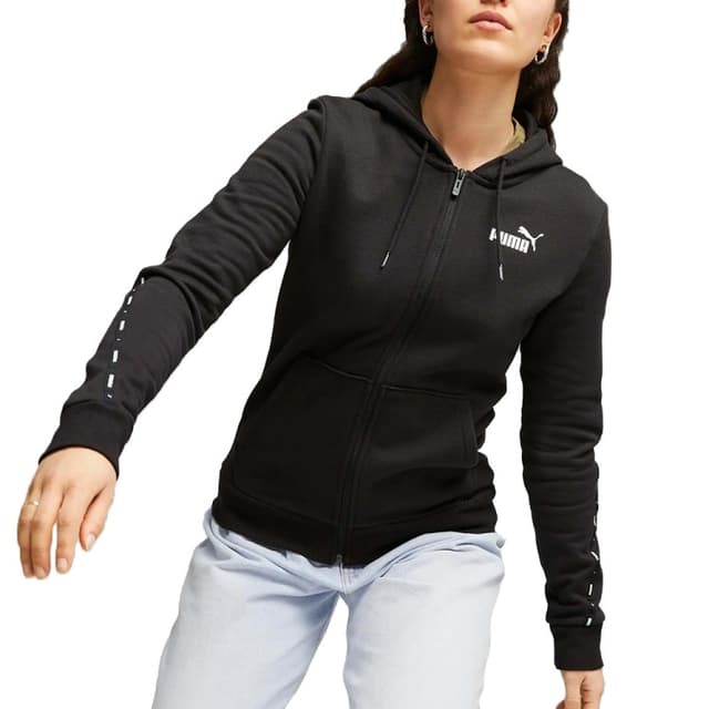 Толстовка женская Puma ESS TAPE FZ Hoodie FL черная 67599701