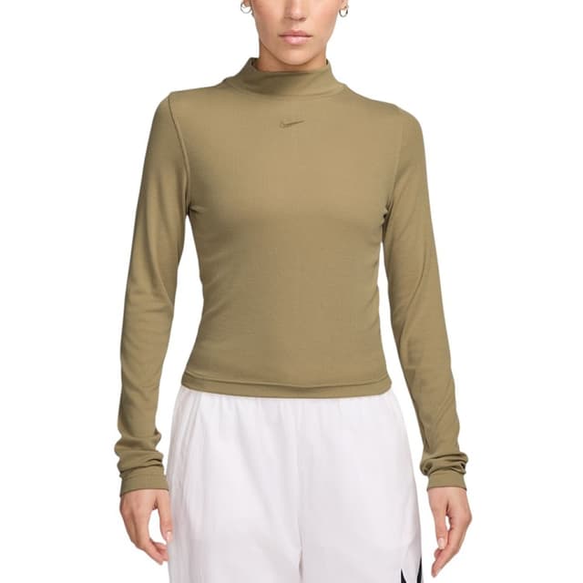 Футболка жіноча Nike W NSW ESSNTL RIB MOCK LS TOP бежева DV7880-297
