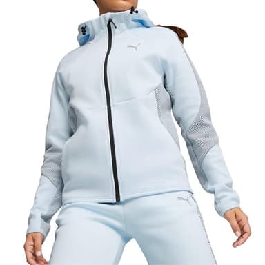 Толстовка женская Puma EVOSTRIPE Full-Zip Hoodie голубая 67607369