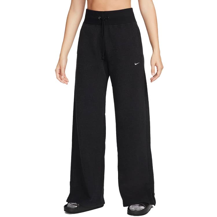 Брюки женские Nike W NSW PHNX PLSH HR PANT WIDE черные FN3622-010