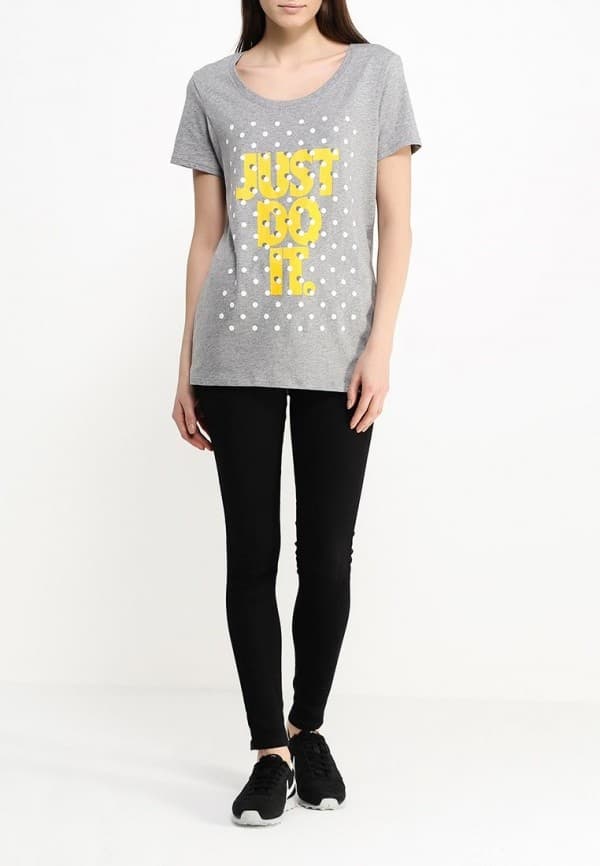 Футболка женская Nike Tee-Bf Shadow Dot Jdi серая 729476-063