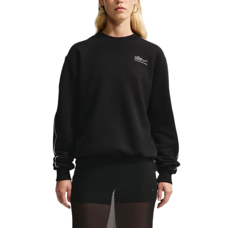 Толстовка жіноча Nike W NK STDO FLC MW STD AD CREW чорна IQ3875-001