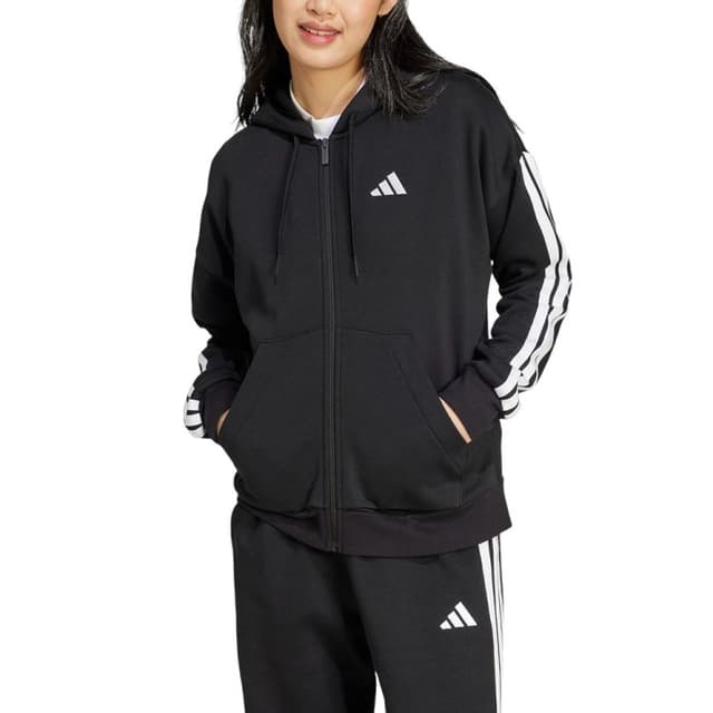 Толстовка женская Adidas W 3S FL FZ HD черная JE1283