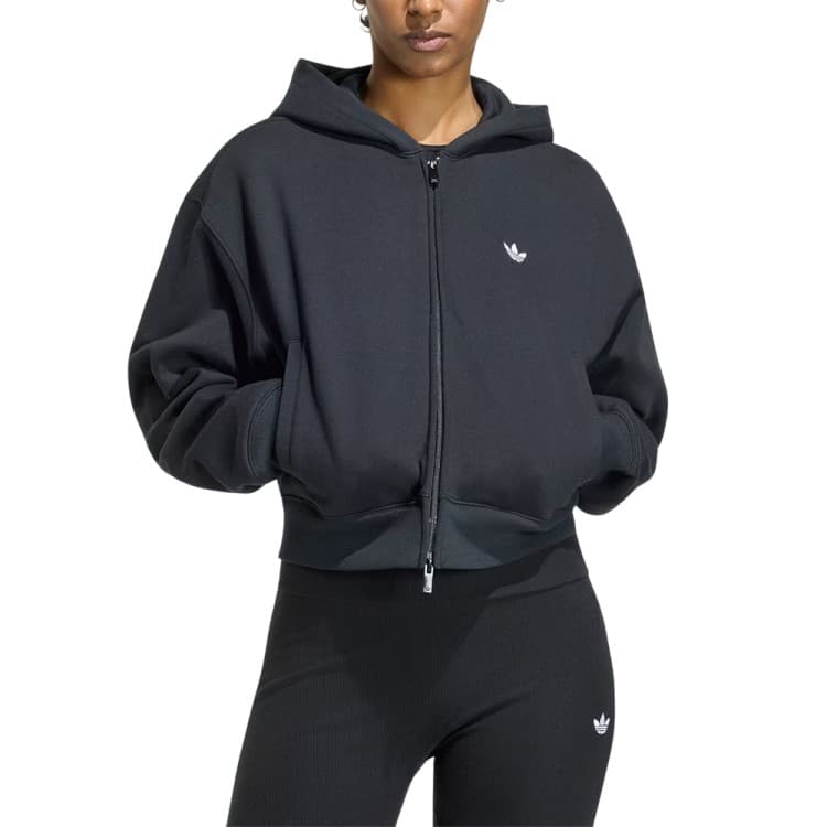 Толстовка женская Adidas ESS FL CP FZ HD черная KR9166