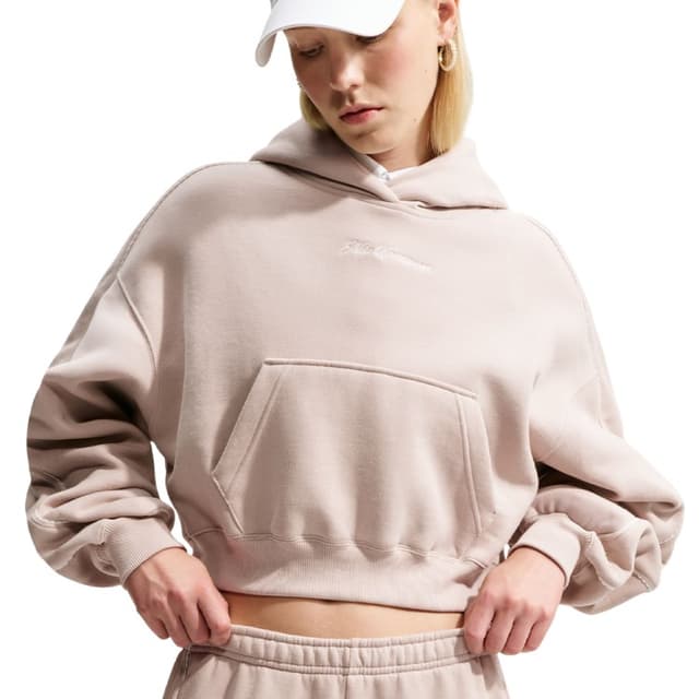 Толстовка женская Nike W NK STDO FLC MW CRP SCLOP HDY кремовая IO9948-236