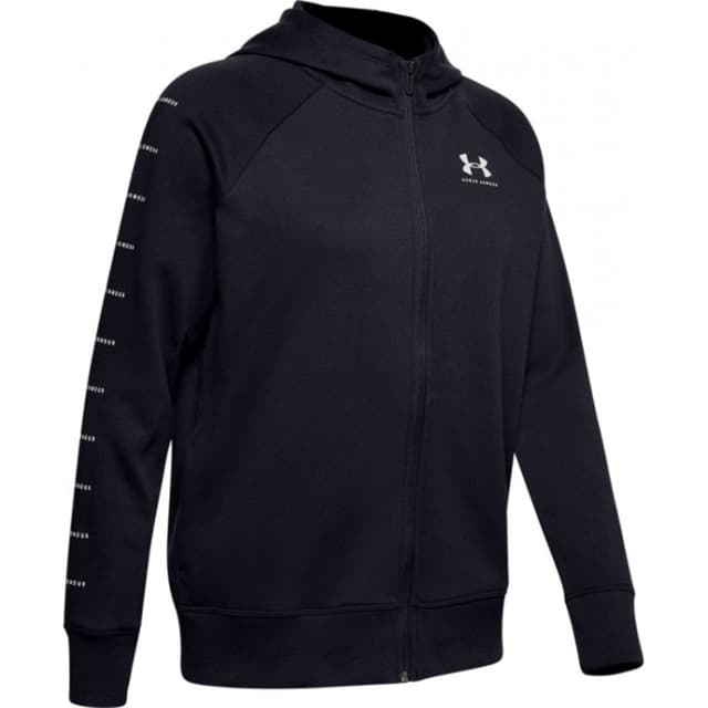 Толстовка женская Under Armour RIVAL FLEECE SPORTSTYLE LC SLEEVE GRAPHIC FZ черная 1348559-001