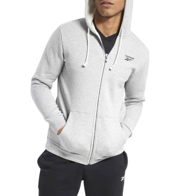 Толстовка мужская Reebok Training Essentials Fleece Zip Up серая FU3242