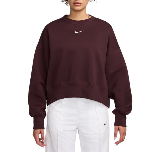 Толстовка женская Nike W NSW STYLE FLC CREW OOS бордовая DQ5761-652