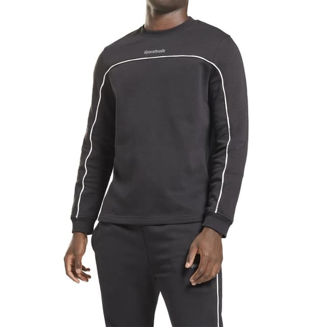 Толстовка мужская Reebok Te Piping Crew черная GS9320