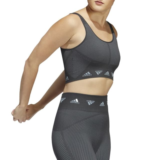 Бра женское Adidas Aeroknit Bra темно-серое HE2614