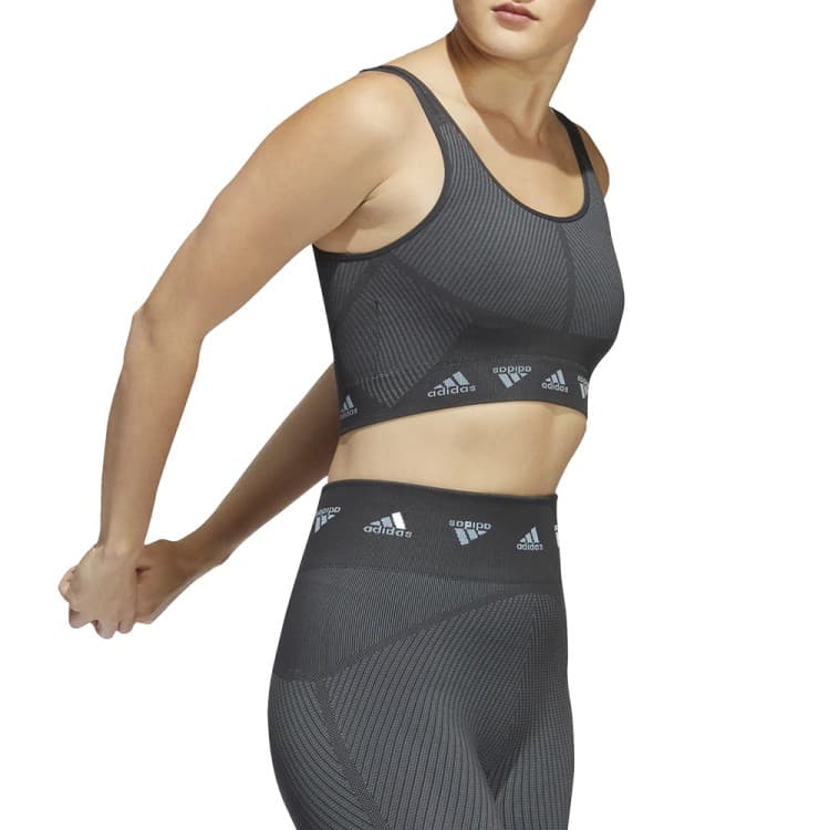 Бра женское Adidas Aeroknit Bra темно-серое HE2614