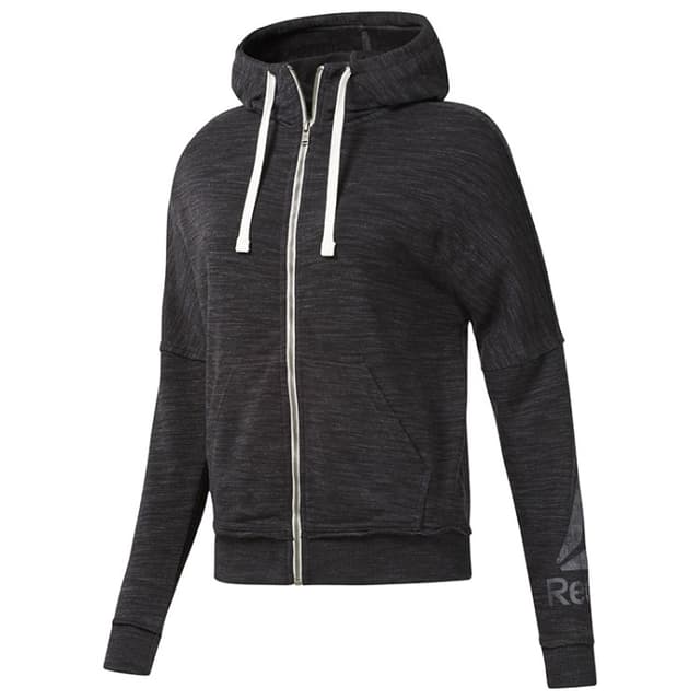 Толстовка жіноча Reebok Essentials Marble Logo Full Zip чорна D95545 