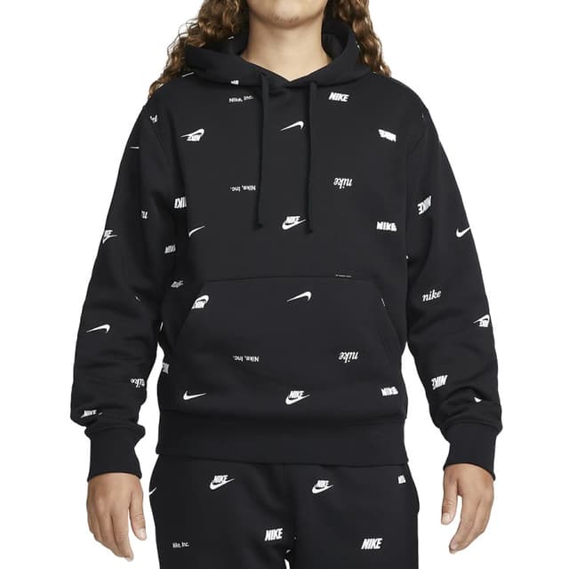 Толстовка чоловіча Nike M NK CLUB+ BB PO HOODIE AOP чорна FB7434-010