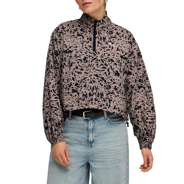 Ветровка женская Puma ESS GRAPHIC Animal Relaxed AOP Woven Half-Zip мокко 69246588