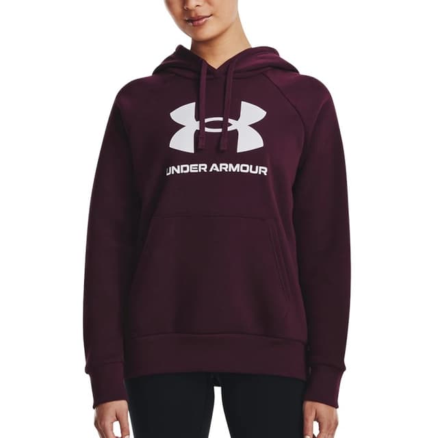 Толстовка женская Under Armour UA Rival Fleece Big Logo Hdy бордовая 1379501-600