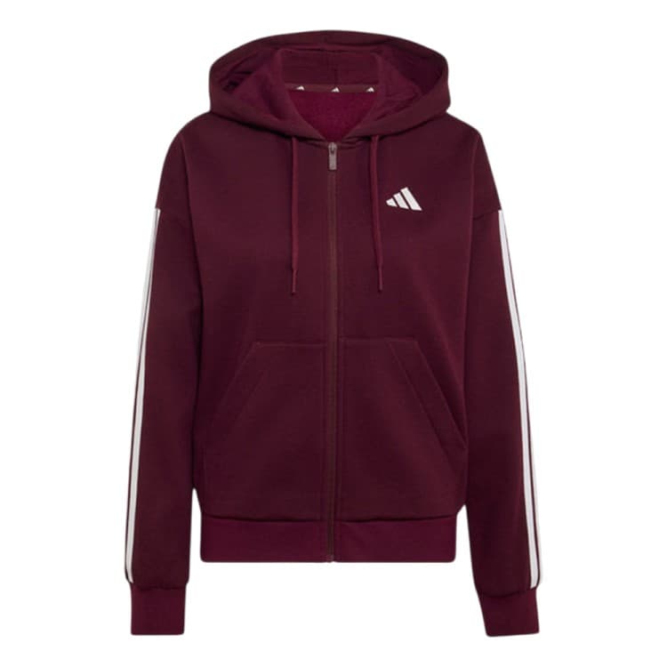 Толстовка женская Adidas W 3S FL FZ HD бордовая KF6270