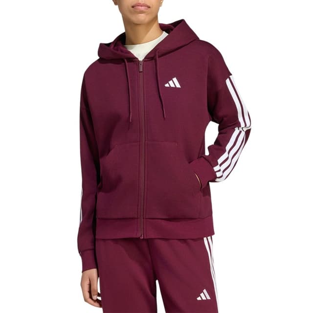 Толстовка жіноча Adidas W 3S FL FZ HD бордова KF6270