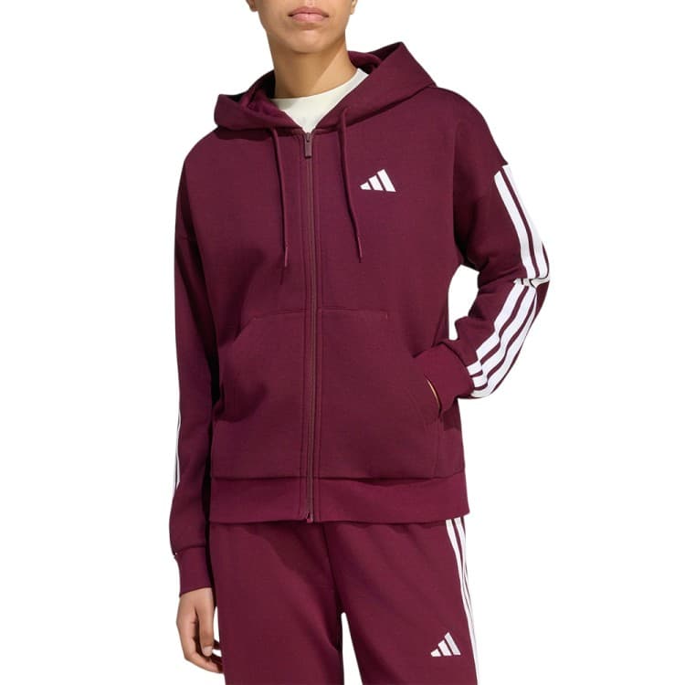 Толстовка жіноча Adidas W 3S FL FZ HD бордова KF6270