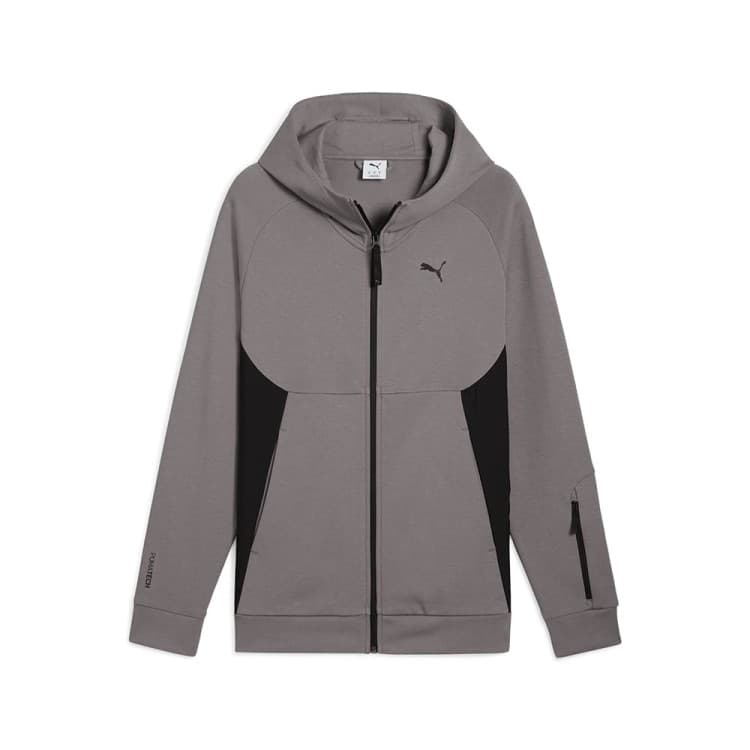 Толстовка мужская Puma TECH Full-Zip Hoodie графитовая 68460579 — Sport City Толстовка мужская Puma TECH Full-Zip Hoodie графитовая 68460579