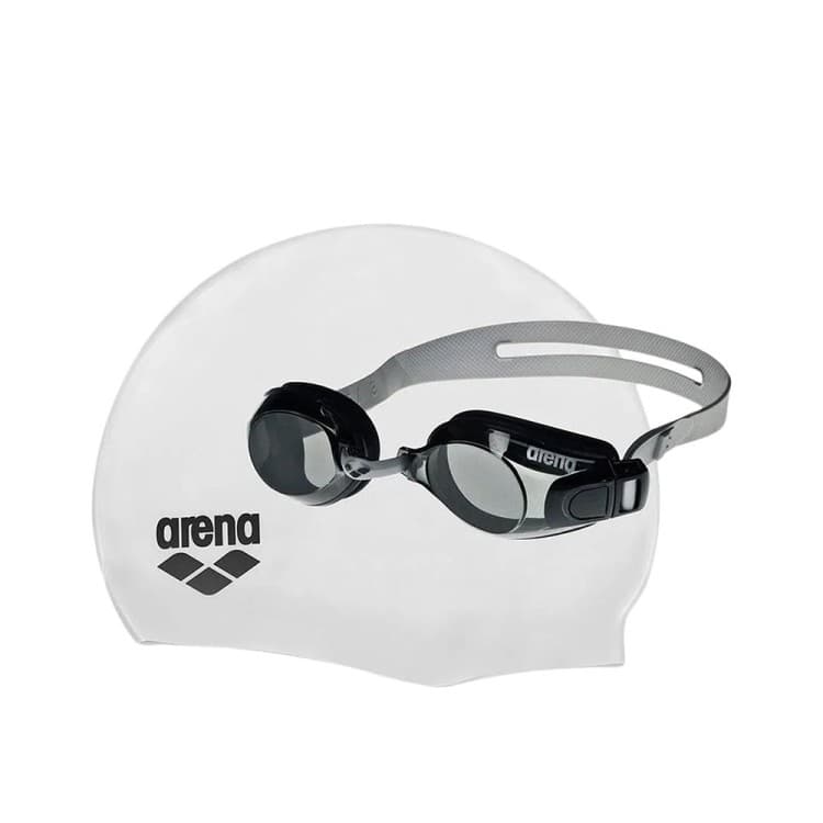 Комплект (очки+шапочка) Arena POOL SET черно-белый 92422-055 — Sport City Комплект (очки+шапочка) Arena POOL SET черно-белый 92422-055