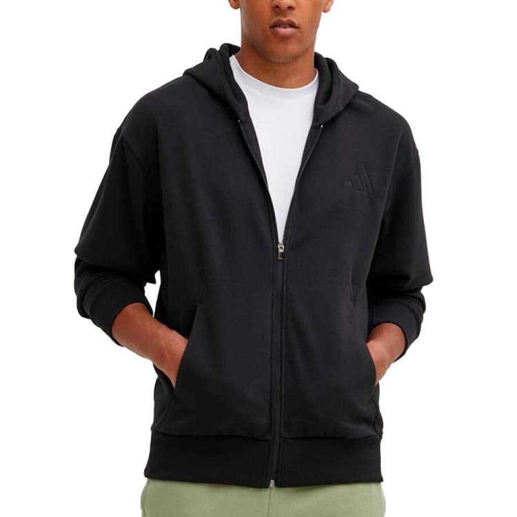 Толстовка чоловіча Adidas M A SZN FL FZ чорна IX1249 — Sport City Толстовка чоловіча Adidas M A SZN FL FZ чорна IX1249