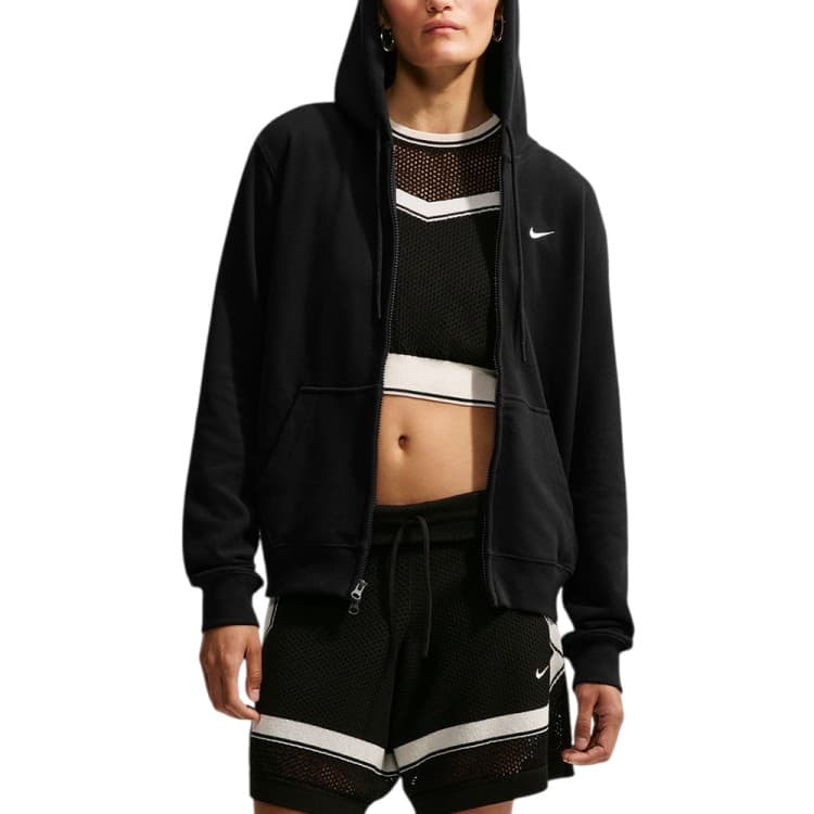 Толстовка женская Nike W NK STDO FLC LW STD FZ HDY черная IM8114-001 — Sport City Толстовка женская Nike W NK STDO FLC LW STD FZ HDY черная IM8114-001