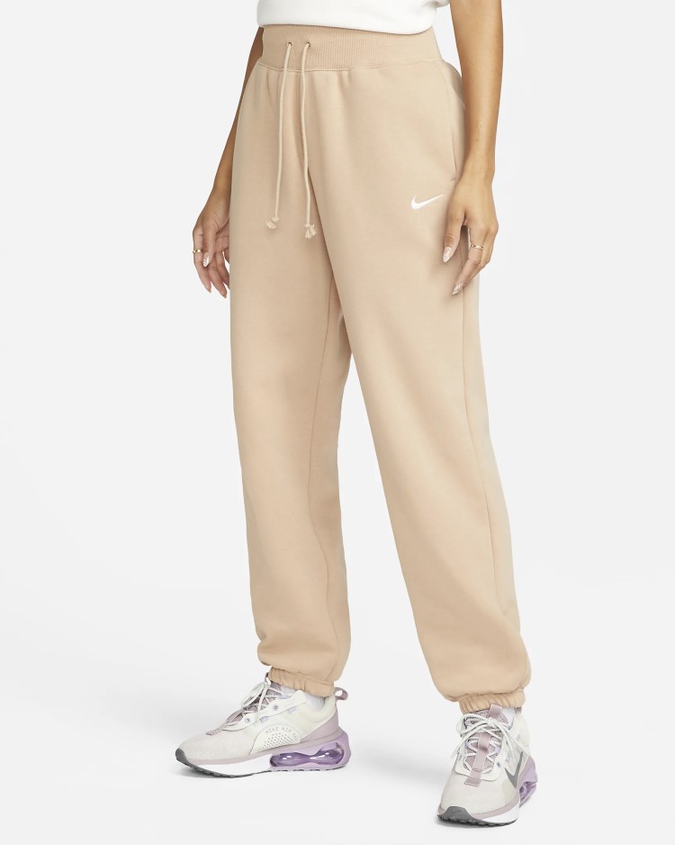 Брюки женские Nike W NSW PHNX FLC HR OS PANT бежевые DQ5887-200 изображение 2