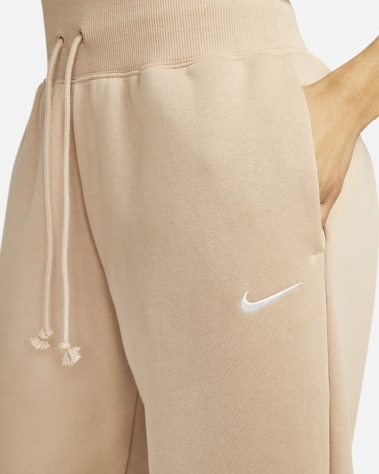 Брюки женские Nike W NSW PHNX FLC HR OS PANT бежевые DQ5887-200 изображение 4
