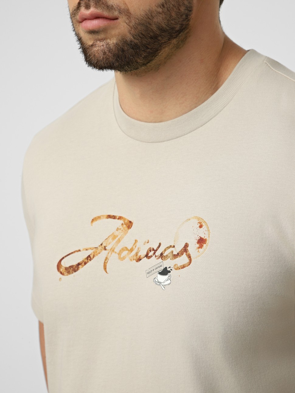 Футболка чоловіча Adidas M CAFE SCRIPT T бежева KB2505 — фото 4
