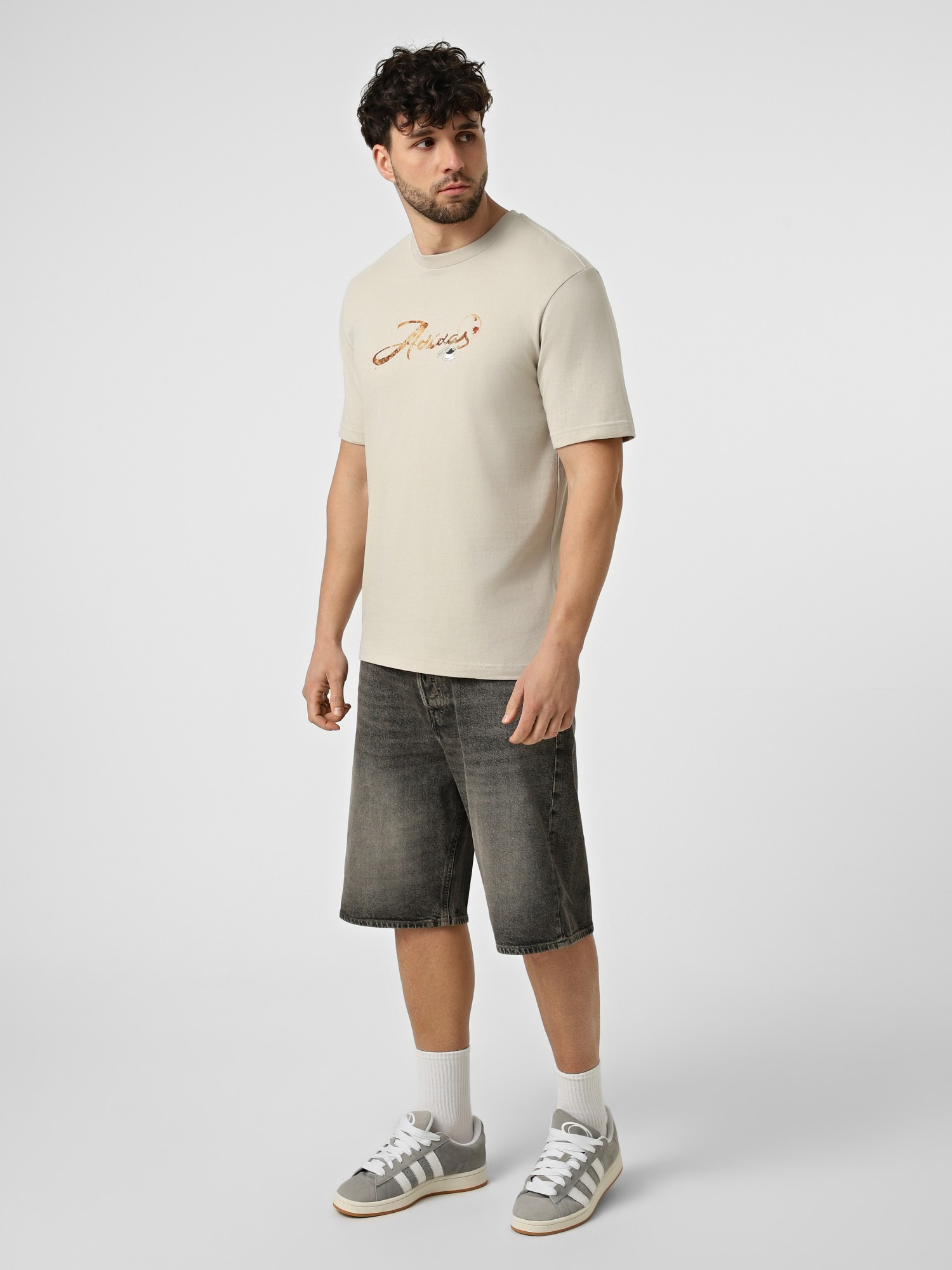 Футболка мужская Adidas M CAFE SCRIPT T бежевая KB2505 изображение 6