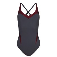 Жіночий купальник Arena W Isabel Light Cross Back One сірий 004713-590  изображение 1