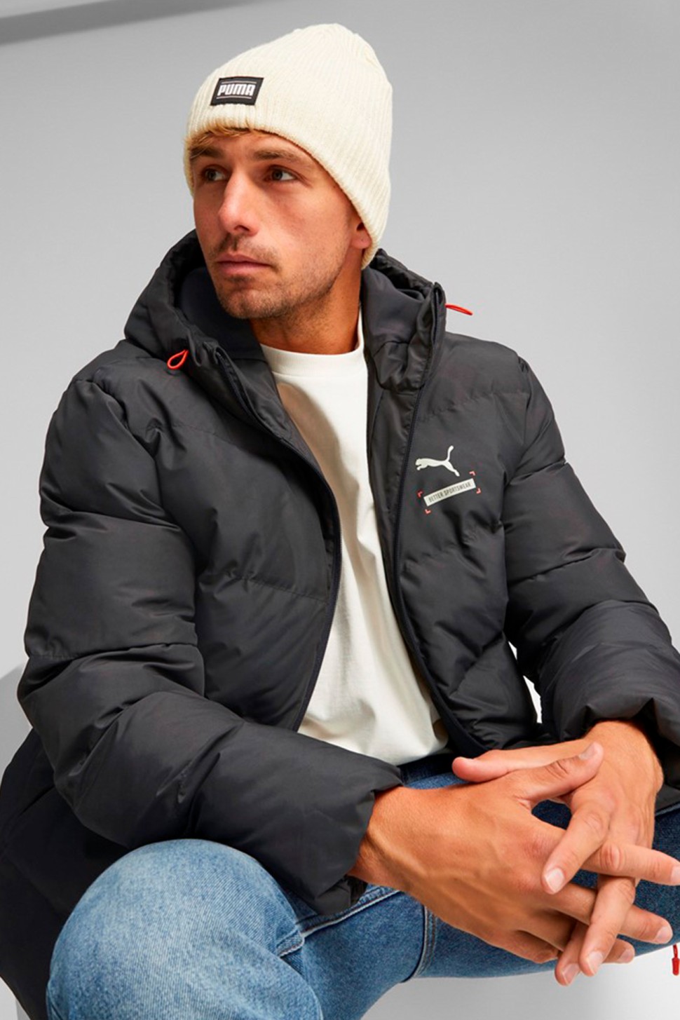 Шапка Puma Ribbed Classic Cuff Beanie бежева 02403804 — фото 3