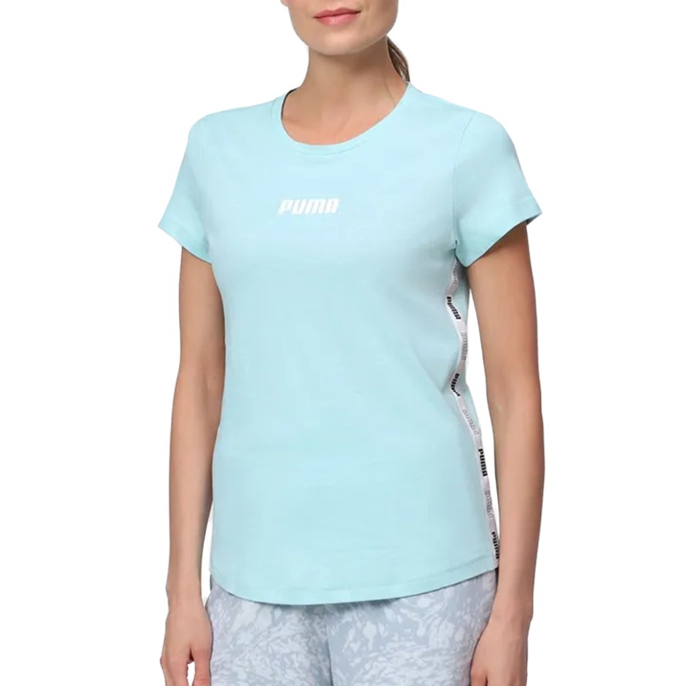 Футболка жіноча Puma Tape Tee W блакитна 67132520 — фото 1