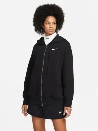 Толстовка женская Nike W NSW STYLE FLC FZ HOODIE OS черная DQ5758