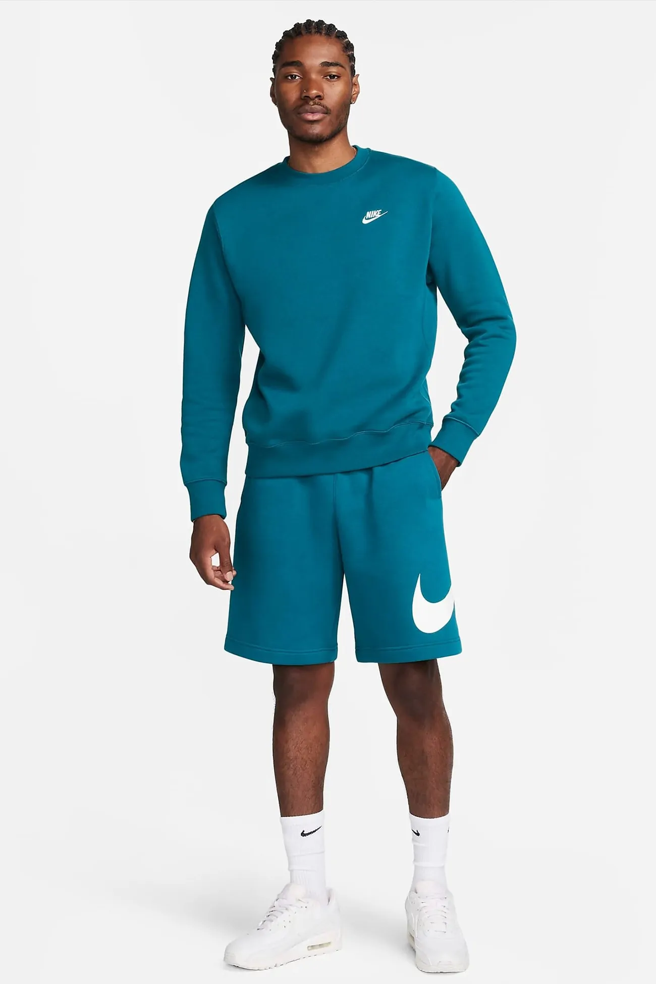 Толстовка мужская Nike M NSW CLUB CRW BB бирюзовая BV2662-381