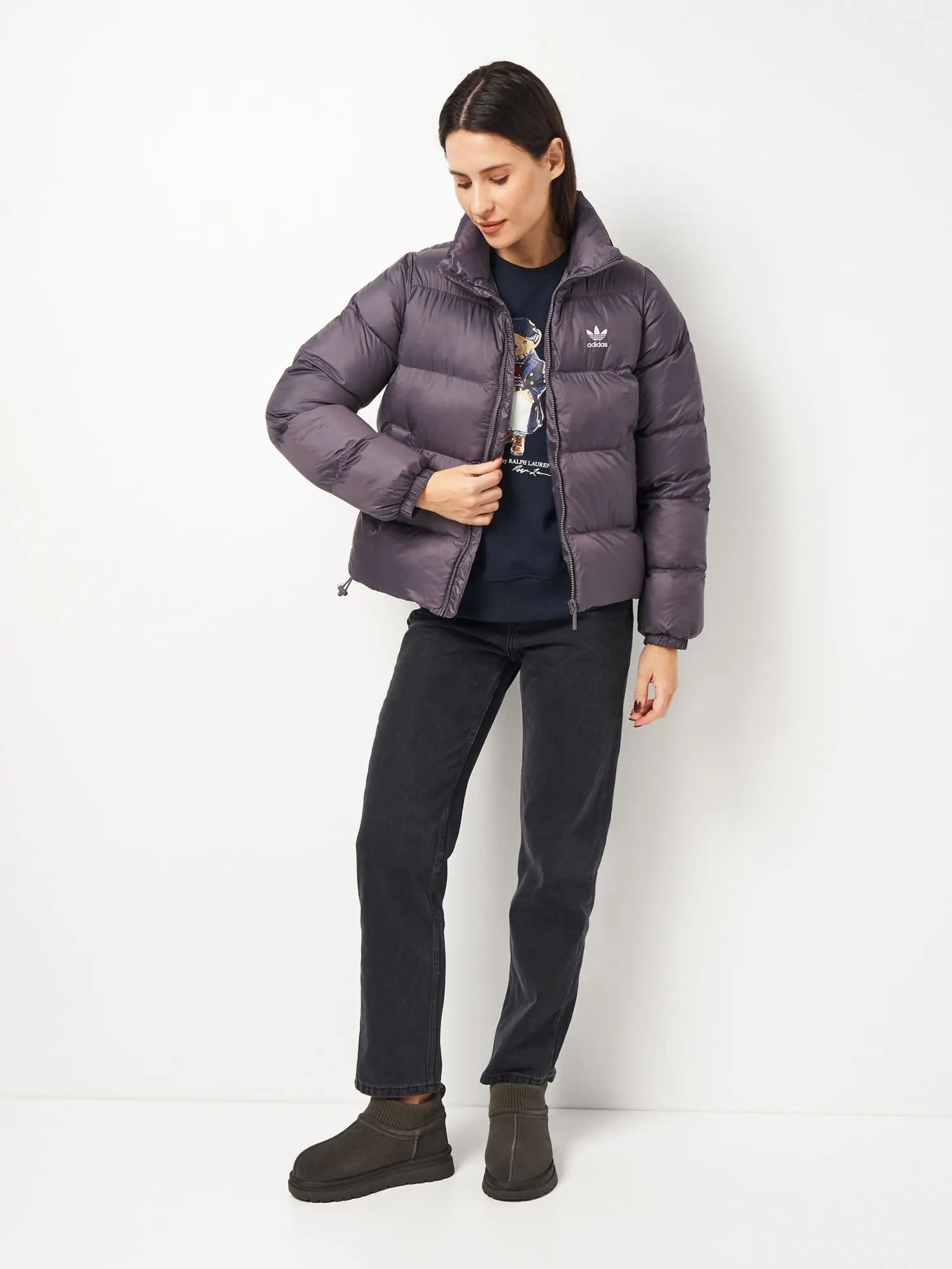 Куртка женская Adidas SHORT PUFFER фиолетовая JX2949 купить в