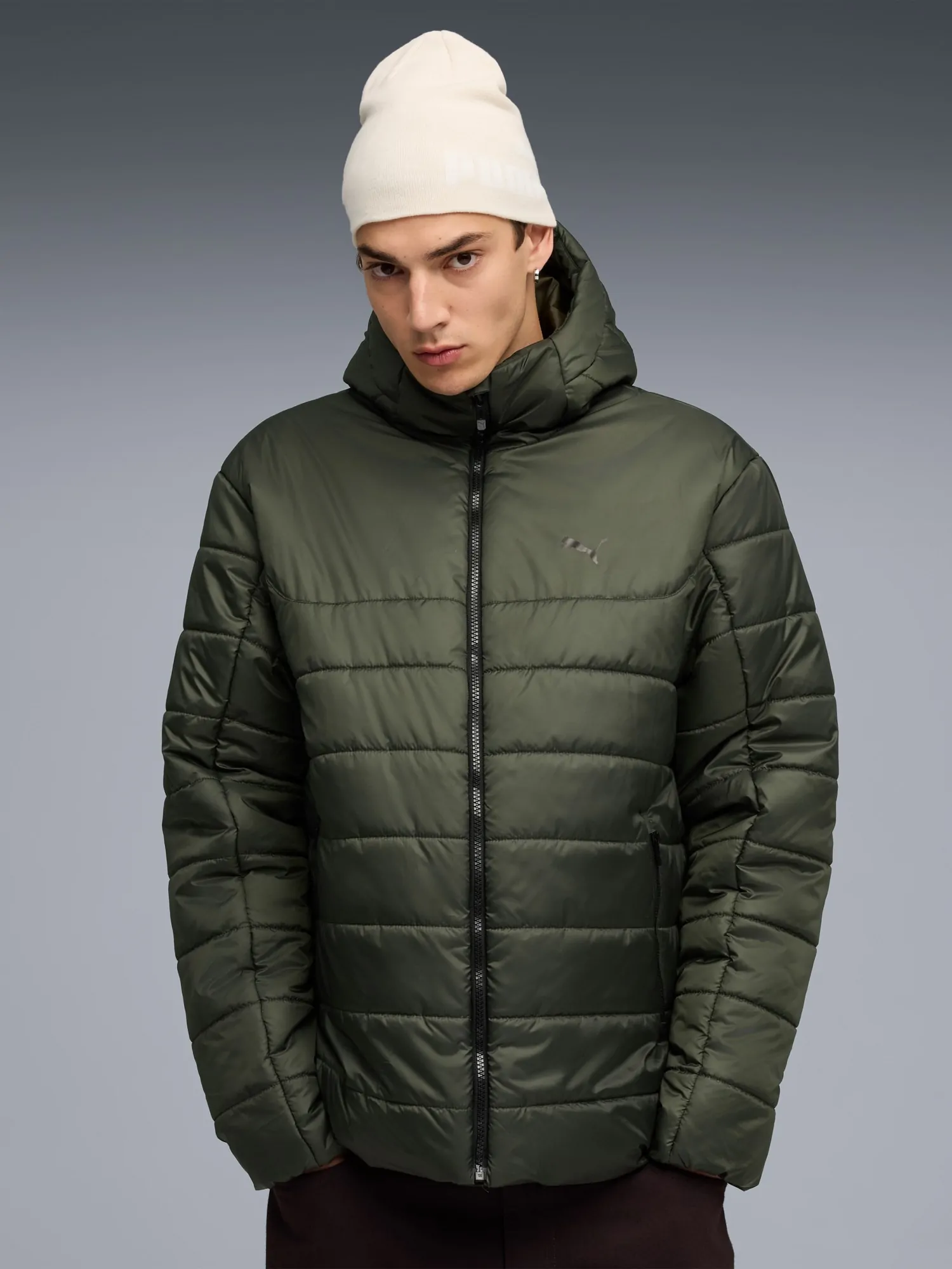 Куртка чоловіча Puma ESS Hooded Padded Jacket хакі 68521170 купити