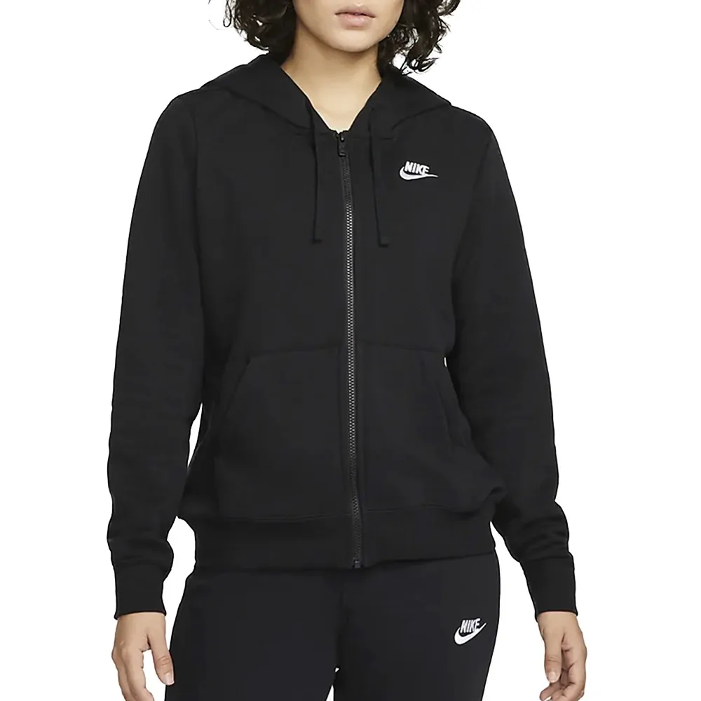 Толстовка женская Nike W NSW CLUB FLC FZ HOODIE STD черная DQ5471