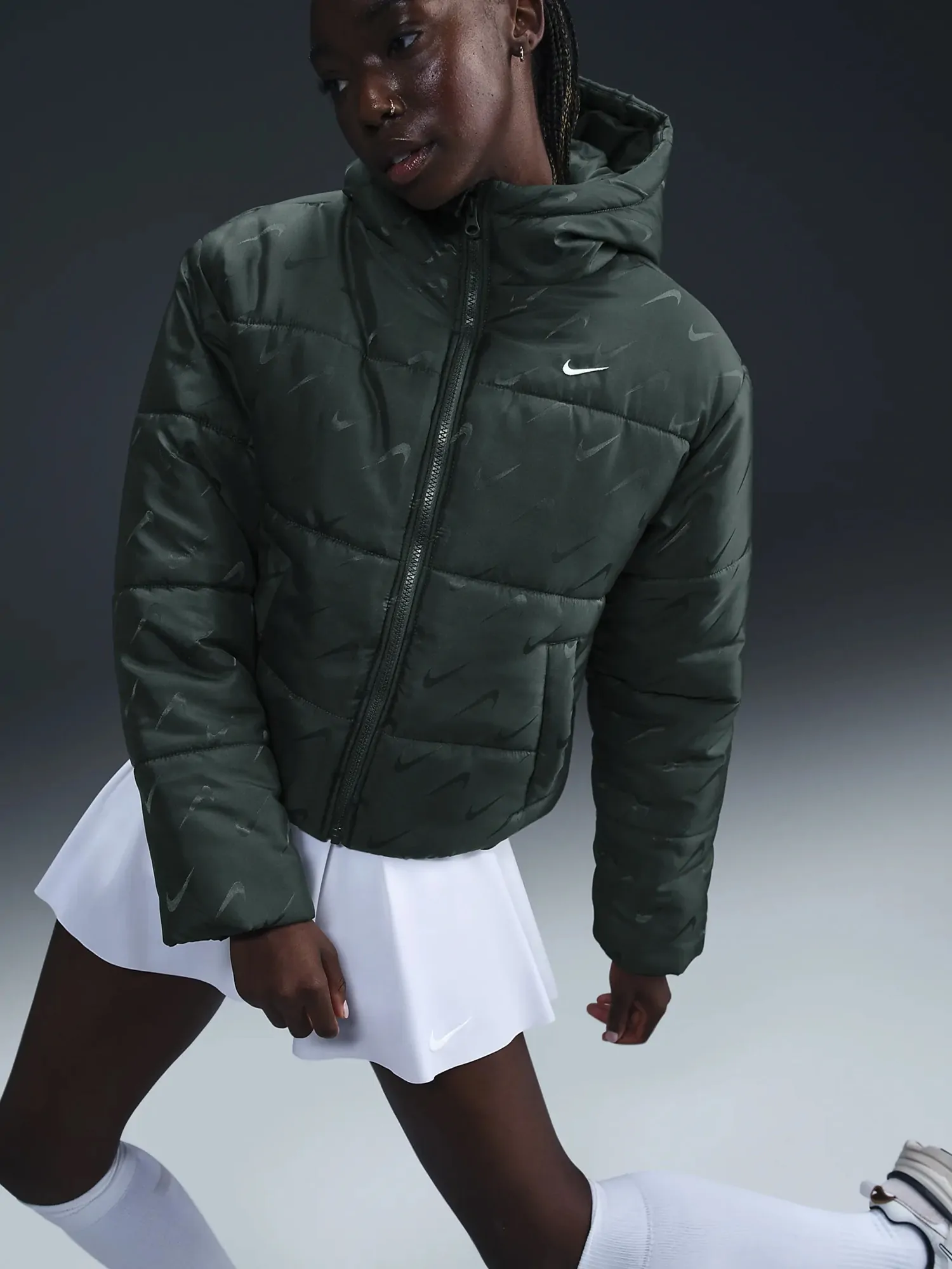 【ねこ】NIKE／AIR ボンバージャケット 総柄 ショート丈 L NIKE AS M NSW NIKE AIR BOMBER JKT BLACK/BLACK 23SP-I（ナイキ NSW