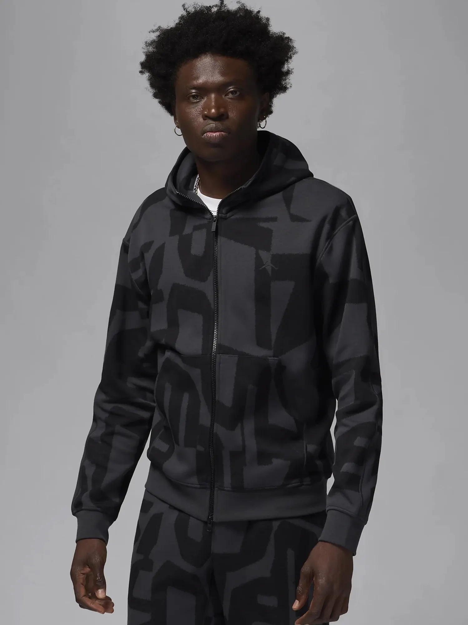 Толстовка чоловіча Nike M J DF SPRT HOOP AOP FZ чорна FV8620-010