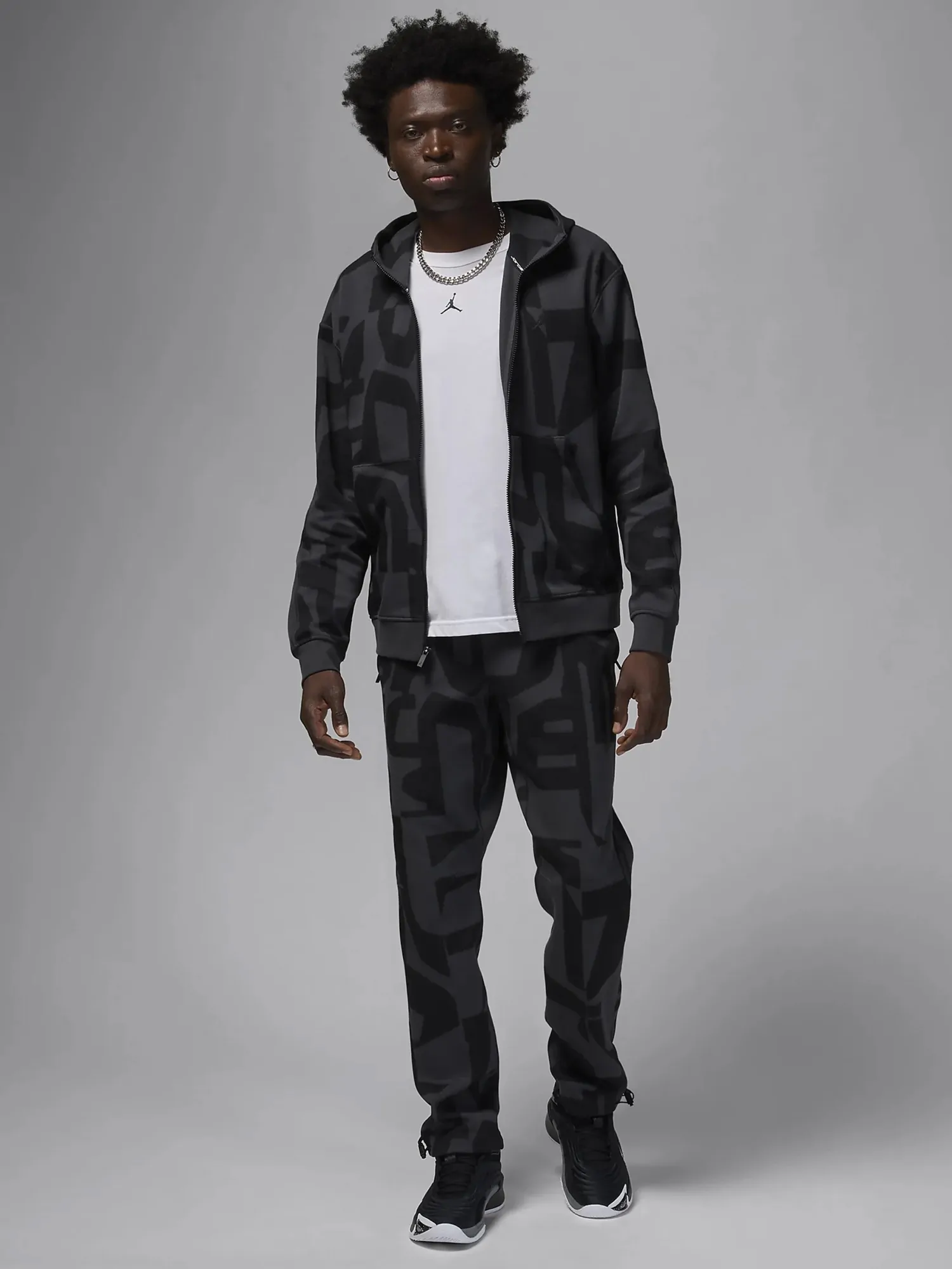 Толстовка чоловіча Nike M J DF SPRT HOOP AOP FZ чорна FV8620-010