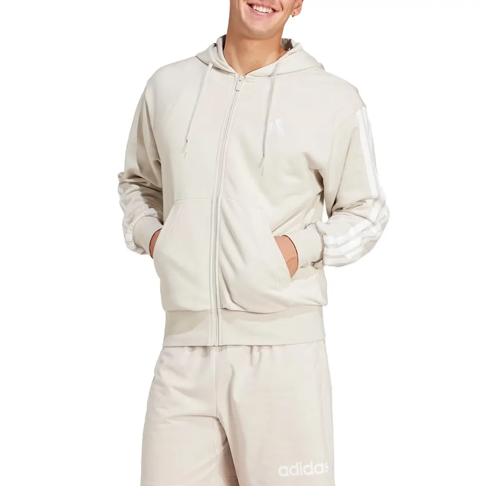 Толстовка мужская Adidas M 3S FT FZ HD бежевая JE6340 купить в