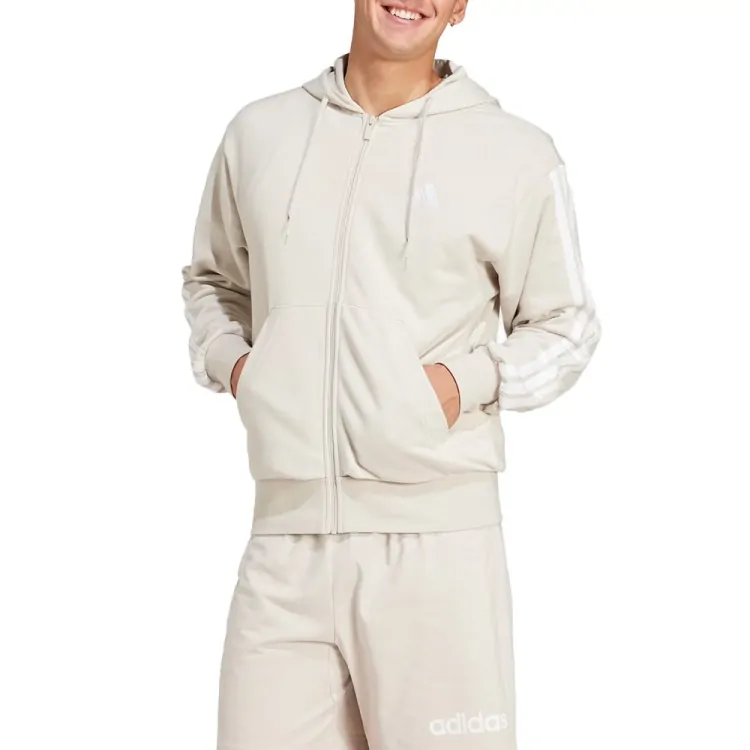 Толстовка мужская Adidas M 3S FT FZ HD бежевая JE6340 купить в
